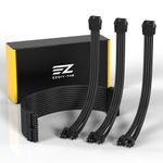 EZDIY-FAB Custom PSU Extension Sleeved Cable Mod GPU PC Power Supply Soft Nylon Braided with Comb Kit 24PIN/8PIN to 6+2Pin/ 8PIN to 4+4PIN-300MM-Black…