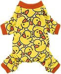 Fitwarm Funny Duck Dog Pajamas, Dog Winter Clothes for Small Dogs Girl, Lightweight Velvet Pet Jumpsuit, Cat Onesie, Yellow, Small