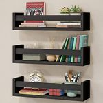 NATURE SUPPLIES Nursery Book Shelves, Set of 3 Floating Bookshelves for Wall Nursery Decor & Playroom Decor, Shelf Wall, Bookshelf Kids, Baby Organizer Kids (Black) (Nursery Shelves Black)