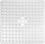 Yimobra Shower Stall Mat Non Slip, 21x21 Inch, Soft Square Bath Mat for Shower with Suction Cups and Drain Holes, Stall Floor Mats for Bathroom, Machine Washable, Bathroom Accessories, Clear