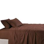 Royal Tradition Damask Striped 600-Thread-Count, 100-Percent Cotton Twin Extra Long XL 3PC Bed Sheets Set, Chocolate