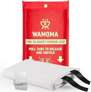 Wamoma Human Size Fire Blanket - (47" x 71") Extra Large Fire Proof Blanket for Home, RV, Grill, BBQ, Fireplace Emergency Fire Protection, High Heat Resistant Fiberglass Safety Sheet Waterproof