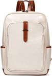 BOSTANTEN Women's Leather Backpack 15.6 Inch Laptop School Backpack Daypack Fashion School Backpack for University Work Travel, 02-beige brown