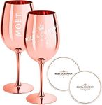 Moët & Chandon Rose Gold Champagne Glasses (Limited Edition), Ibiza Imperial Pure Glass Rose Gold Champagne Glasses + Coasters, Set of 2