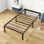 VERFARM 14 Inch Platform Twin Metal Bed Frame, Mattress Foundation, Heavy Duty Platform Strong Metal Slats Support, No Box Spring Needed, Black, Twin