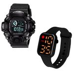 PUTHAK Combo of 2 Multi Functional Sports Digital Multicolor Dial Men's & Boy's Watch (Black)