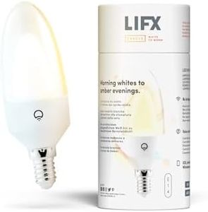 LIFX Candle White to Warm [E14 Edison Screw], 480 lumens, Wi-Fi Smart LED Light Bulb, Tunable White, Dimmable, No Bridge Required, Compatible with Alexa, Hey Google, Apple HomeKit 1 Count (Pack of 1)