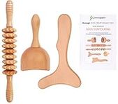 3 in 1 Professional Wood Therapy Massage Kit Anti Cellulite Massage Set Wooden Swedish Cup Massage Roller Stick Contouring Board for Maderotherapia Colombiana,Body Sculpting