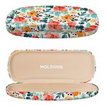 molshine Hard Shell PU Leather Glasses Case, Travel Portable Eyeglass Case for Men Women Girl Travel Study Work (Flower)