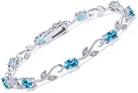 Gem Stone King 925-Sterling sterling-silver Oval Round Swiss Blue I - J topaz diamond Bracelets
