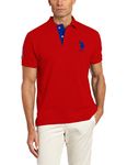 U.S. Polo Assn. Men's Short-Sleeve Polo Shirt with Applique, Engine Red/International Blue, Large