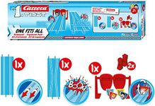 Carrera First One Fits All Expansion Pack for Battery-Powered Beginner Slot Car Racing Sets, 1 Straight Track, 1 Narrow Section, Flippers, Ages 3 and Up