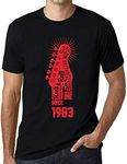 Men's Graphic T-Shirt Live Fast, Never Die Guitar and Rock & Roll Since 1983 41st Birthday Anniversary 41 Year Old Gift 1983 Vintage Eco-Friendly Short Sleeve Novelty Tee Deep Black 5XL