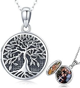 Friggem Collare Medallón Foto para Mujer, Colgante Foto Plata de Ley 925, Collar con Colgante Árbol de la Vida, Joyería de Regalos para Madres, Novias, Esposa