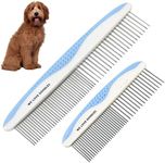 Metal Dog Comb, Dog Combs for Grooming Matting, Doodle Brush, Dematting Comb for Dogs, Dog Grooming Tools, Pet Comb, Metal Dog Grooming Comb, Dog Detangler Brush, Dog Dematting Tools, 2 Pack