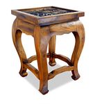 livasia Asian Opium Table, Coffee Table with Elephant Carvings, End Table Handmade in Thailand (Brown)