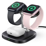 SwanScout Dual Watch Charger Stand for Apple Watch, SwanScout 704A, 3 in 1 Wireless Charging Station Stand for Apple Watch Ultra 2/9/8/7/6/5/SE, Wireless Charger Dock for Airpods Pro 2/3/2 (Black)