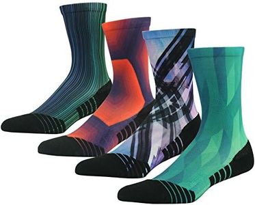 HUSO Hiking Outdoor Crew Socks Unisex Multi Performance Cushion Mid Calf Socks Year Round 4 Pairs (Multicolor, L/XL)