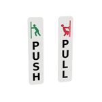 Self-Adhesive Push Pull Signs - High Strength Adhesive Aluminium Door Labels - 180mm x 40mm - Ideal for Offices, Shops, and Business Facilities - Easy Install, Bold & Clear Design