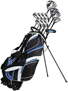 Precise S7 Men’s Right Handed Complete Golf Club Set Regular, Include 460cc Driver, 3 Wood, 5 Wood, 24* Hybrid, 5-9 PW Irons, Sand Wedge, Putter, Deluxe Stand Bag & 4 Headcovers | Black/Blue