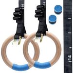 B Fit Wooden Gymnastic Rings, Roman Rings with Heavy Duty Adjustable Straps for Gym, Home, Cross fit, Strength Training, Pull Ups and Dips, Full Body Workout, Calisthenics