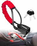 Tevlaphee Steering Wheel Lock Seat Belt Lock Universal Anti Theft Car Device Car Lock Car Theft Prevention with 3 Keys for Car Security Fit Most Vehicles Truck SUV Van(Red)