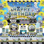 KEFAN Police Birthday Party Decorations, Police Theme Party Supplies including HAPPY BIRTHDAY Banner, Plates, Cups, Napkins, Tablecloth, Balloons for Kids Birthday Party (Backdrop)