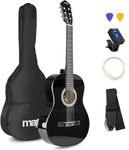Max SoloArt Classical Acoustic Guitar Starter Kit – Beginner Acoustic Guitar Bundle for Students & Adults, Full Size Classical Guitar with Accessories, Black, 6 Months Lessons