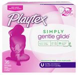 Playtex Simply Gentle Glide Unscented Tampons, Ultra Absorbency, 36 Count (Pack of 1) (Packaging May Vary)