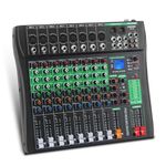 MIZISNR Audio Mixer 8 Channel Digital Mixer, Professional Bluetooth Sound Board DJ Mixers with 48V Phantom Power, USB Interface Stereo Mixing Console Analog Mixer for Karaoke Podcasting (AX-80)