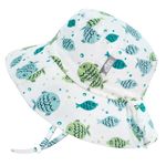 JAN & JUL Sun Protection Baby Bucket Hat with Adjustable Strap (S: 0-6 Months, Fish Friends)