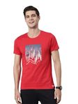 Buzz Standard Men Round Neck, 100% Pure Super Soft Rich Cotton, Regular Fit, Half Sleeve, Casual Printed T-Shirt (BZPR04_RED 2XL)