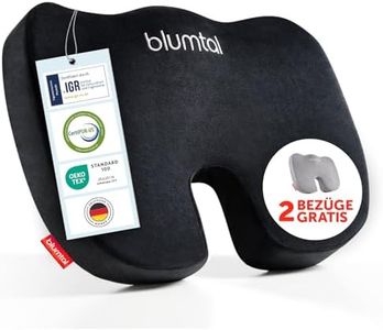 Blumtal® Memory Foam Sitzkissen hart - Keilkissen zur Rückenentlastung - atmungsaktives Steißbeinkissen 90-130 kg - Bürostuhl Kissen - stützendes Sitzpolster Stuhl + Zwei waschbare Bezüge in hart
