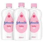 Johnson's Baby Oil, Leaves Skin Soft and Smooth Ideal for Delicate Skin, 500 ml, Pack of 3