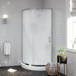 OVE Decors Breeze 34 in. Corner Shower Sliding Door, with Included Base, Frosted Glass and Chrome Finish