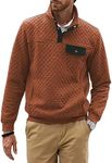 JMIERR Mens Quilted Sweatshirt Casual Long Sleeve Outdoor Stand Collar Quarter Button Fall Pullover Sweatshirts with Pocket, US 43(L), Orange