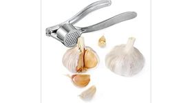 Professional Kitchen Garlic Press/Mincer/Crusher UK, Peeler Squeezer Heavy Duty Steel Garlic Presser, User-Friendly Chopper, Easy-Squeeze Ergonomic Handle, Clean and Durable - by TRIXES