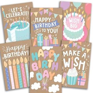 Hadley Designs 54 Rustic Happy Birthday Cards Bulk With Envelopes - Bulk Birthday Cards With Envelopes, Assorted Birthday Cards With Envelopes, Happy Birthday Card Pack, Kids Birthday Cards