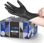 Hand-E Touch Black Nitrile Disposable Gloves Medium, 50 Count - BBQ, Tattoo, Hair Dye, Cooking, Mechanic Gloves - Powder and Latex Free Gloves