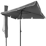 VOUNOT Garden Parasol, Tilt Balcony Umbrella, Sun Shade for Outdoor, Garden, Balcony, Patio, Beach, 200 x 125 cm Rectangular UV 50+, Grey, wiht Cover, 4505823739927