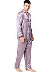 LONXU Mens Satin Pajamas Set Gray XL