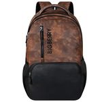 BIGBERRY Newage Rodeo 28 Ltrs Geniune PU Backpack with Multiple Compartments & organiser Bag for Travel,College,School,Casual Daypacks for Man,Women (BROWN)