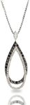 MAX + STONE 0.5 Carat White & Black Diamond Necklace for Women | Sterling Silver Diamond Pendant Necklace | Real Diamond Teardrop Pendant | Diamond Silver Necklace with Adjustable 18”-20” Chain, Metal, white-diamond