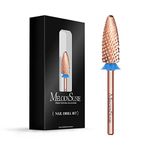 MelodySusie Long Flame Nail Drill Bits, 3/32'' Carbide Tungsten Bits, Suitable for Manicure Pedicure Cuticle Gel Polishing, Beginners Bits, Rose Gold, Series Bit-X, Medium