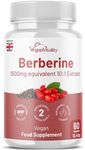 Berberine High Strength 1500mg - Berberine Supplement with Black Pepper, 60 Capsules 2 Months Supply - Weight Management, Heart Health and Blood Sugar Control - by Vegan Vitaliy, Made in The UK