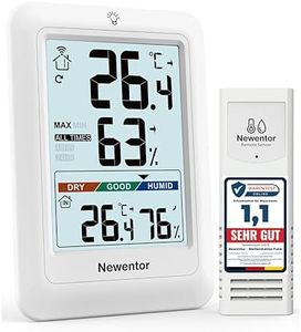 Newentor MAX MIN Thermometer innen außen 24/48 Std./alle Zeiten - Hygrometer Innen mit Luftkomfort - Wetterstation Funk mit Außensensor - Raumthermometer mit Beleuchtung, Weiß, 1*Außensensor