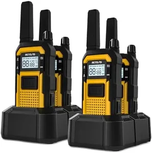 Retevis RB48 Heavy Duty Walkie Talkies,Waterproof Two Way Radio,Shock-Resistant,2000 mAh,Emergency Alert,2 Way Radio Long Range for Job Site (4 Pack) Yellow