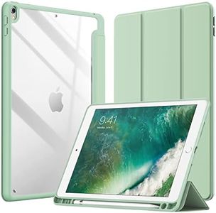 JETech Case for iPad Air 3 (10.5-Inch 2019, 3rd Generation) and iPad Pro 10.5-Inch with Pencil Holder, Clear Transparent Back Shell Slim Stand Shockproof Tablet Cover (Matcha Green)