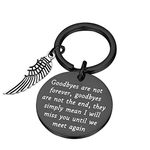 PLITI Remembrance Gifts in Memory of Loved One Angel Wing Keychain Goodbyes are Not Forever Goodbyes are Not The End Memorial Gifts for Loss of Loved One Sympathy Black Keychain