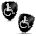 Biomar Labs 2 x Sticker 3D Gel Silicone Disabled Symbol Logo Wheelchair Wheelchair User Sign Silver Sticker Car Motorcycle Bike Window Door KS 94